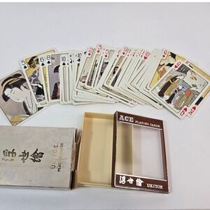 Vintage Ace Ukiyoe Playing Cards Japanese Woodblock Art Gold Gilt Edge Deck